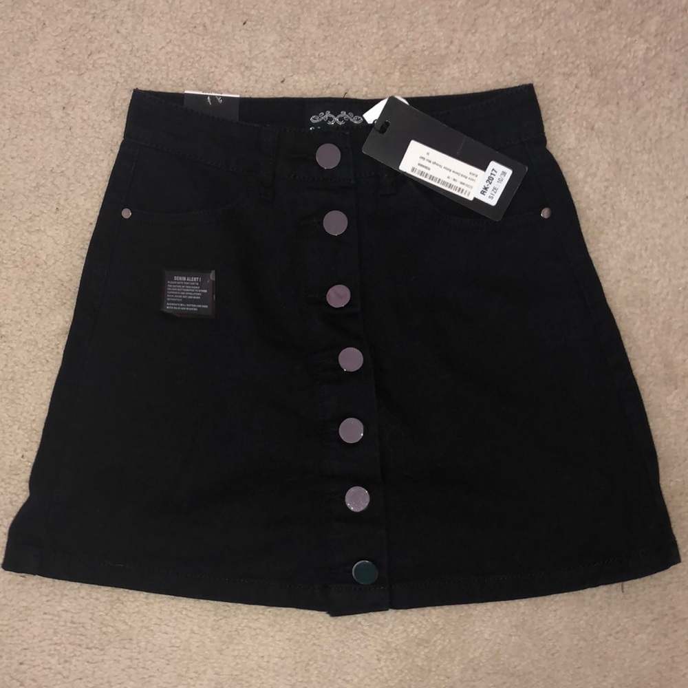 BRAND NEW Laura Black Denim Button Thru Mini Skirt